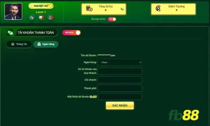 Hình thức chuyển khoản qua ngân hàng tại FB88