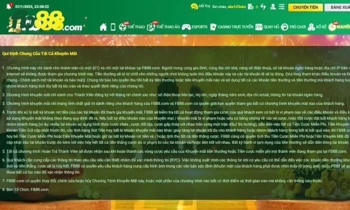 Những lưu ý khi tham gia hoàn tiền cược xâu FB88