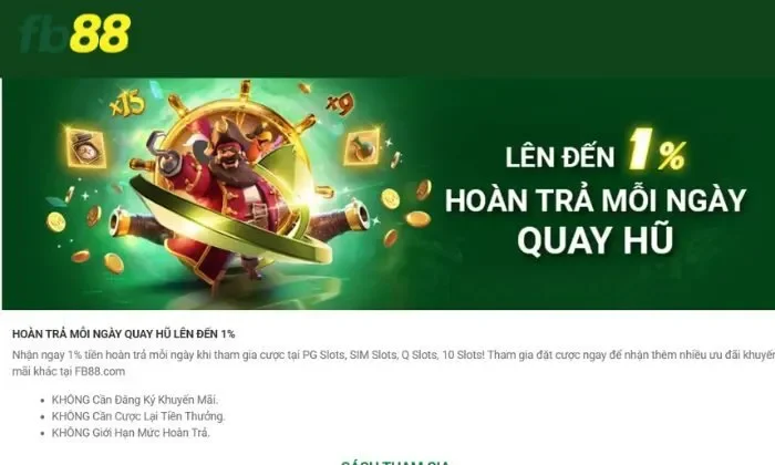 Hoàn trả mỗi ngày quay hũ FB8 mỗi ngày