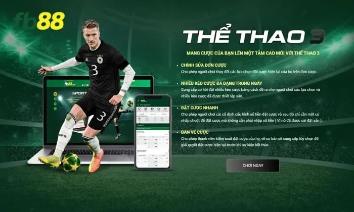 Hoàn trả mỗi ngày thể thao FB88 Nâng tầm trải nghiệm cá cược với sảnh Thể thao 3
