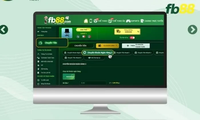 Chọn một trong các ngân hàng nhận tiền của Fb88 để tiến hành nạp tiền