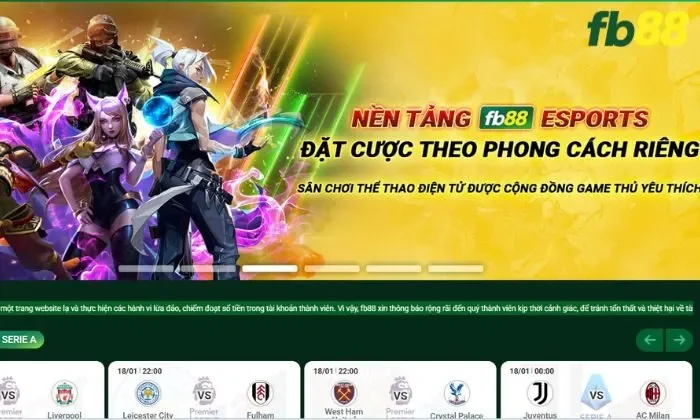 Khám phá thiên đường Thể thao Esports 3 đẳng cấp tại nhà cái FB88