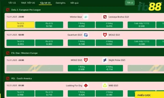 Cá cược Dota 2 tại Thể thao Esports 3 FB88 đầy lôi cuốn